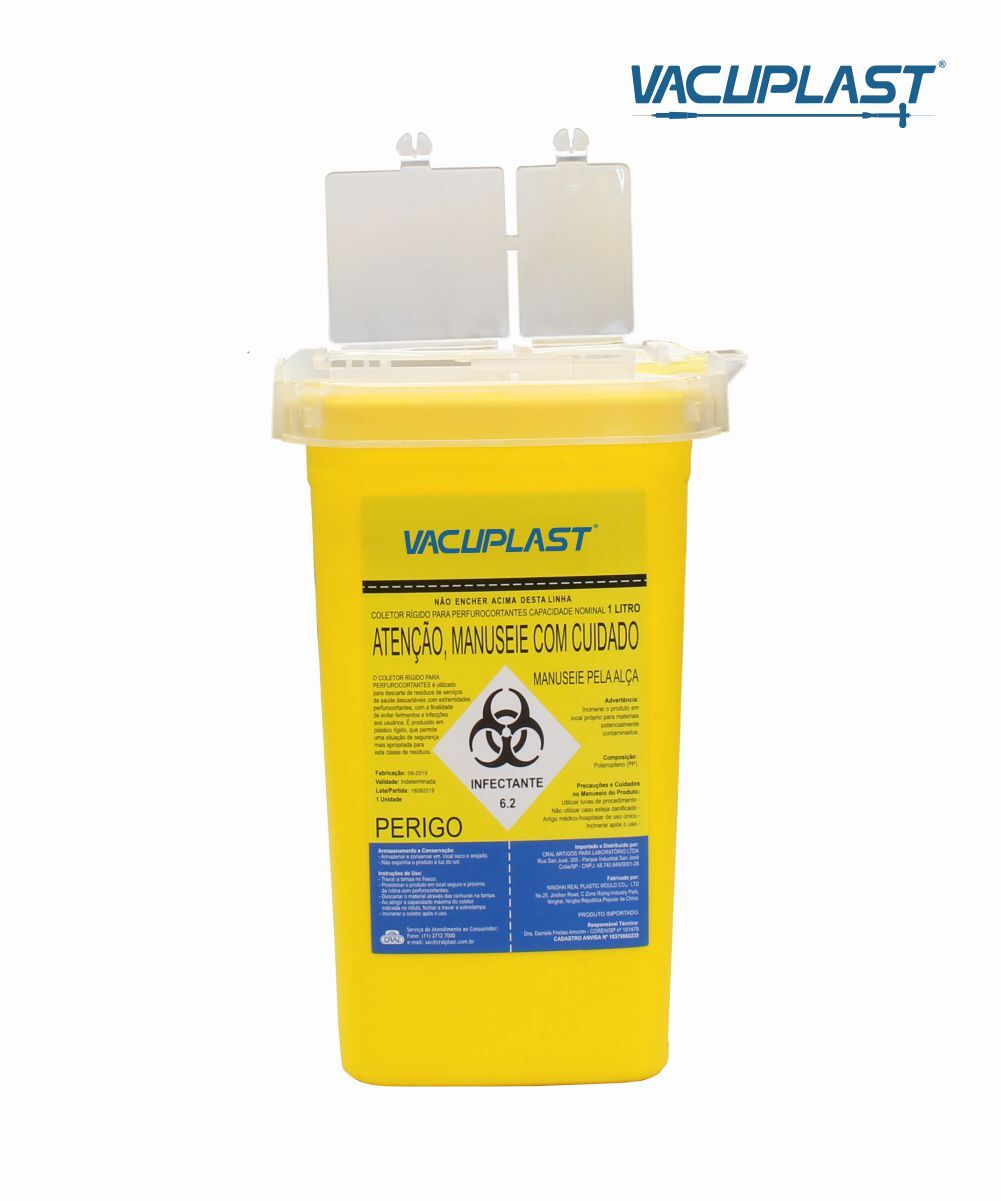 Coletor rígido para perfurocortante 1 litro